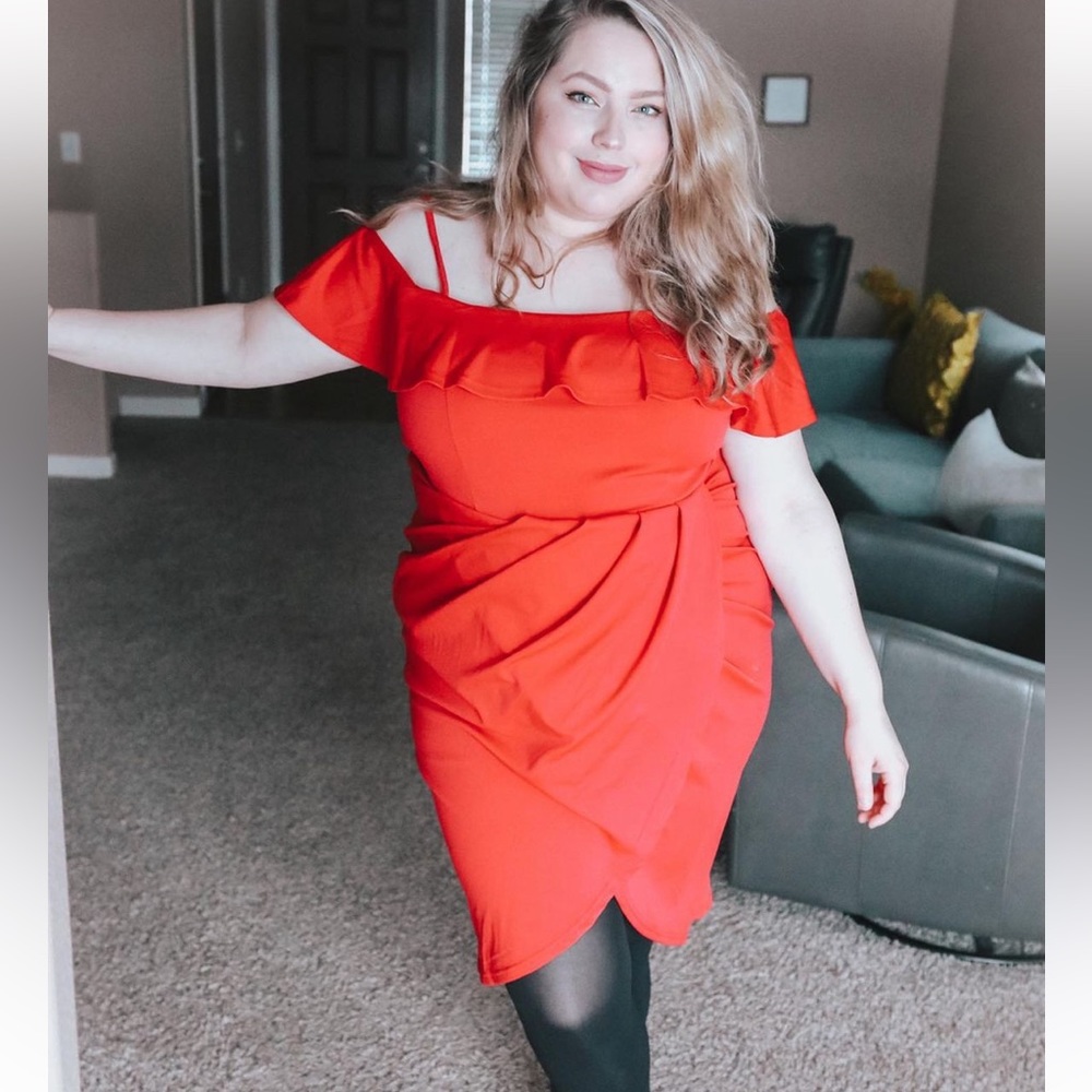 Red Off The Shoulder Ruffle Dress